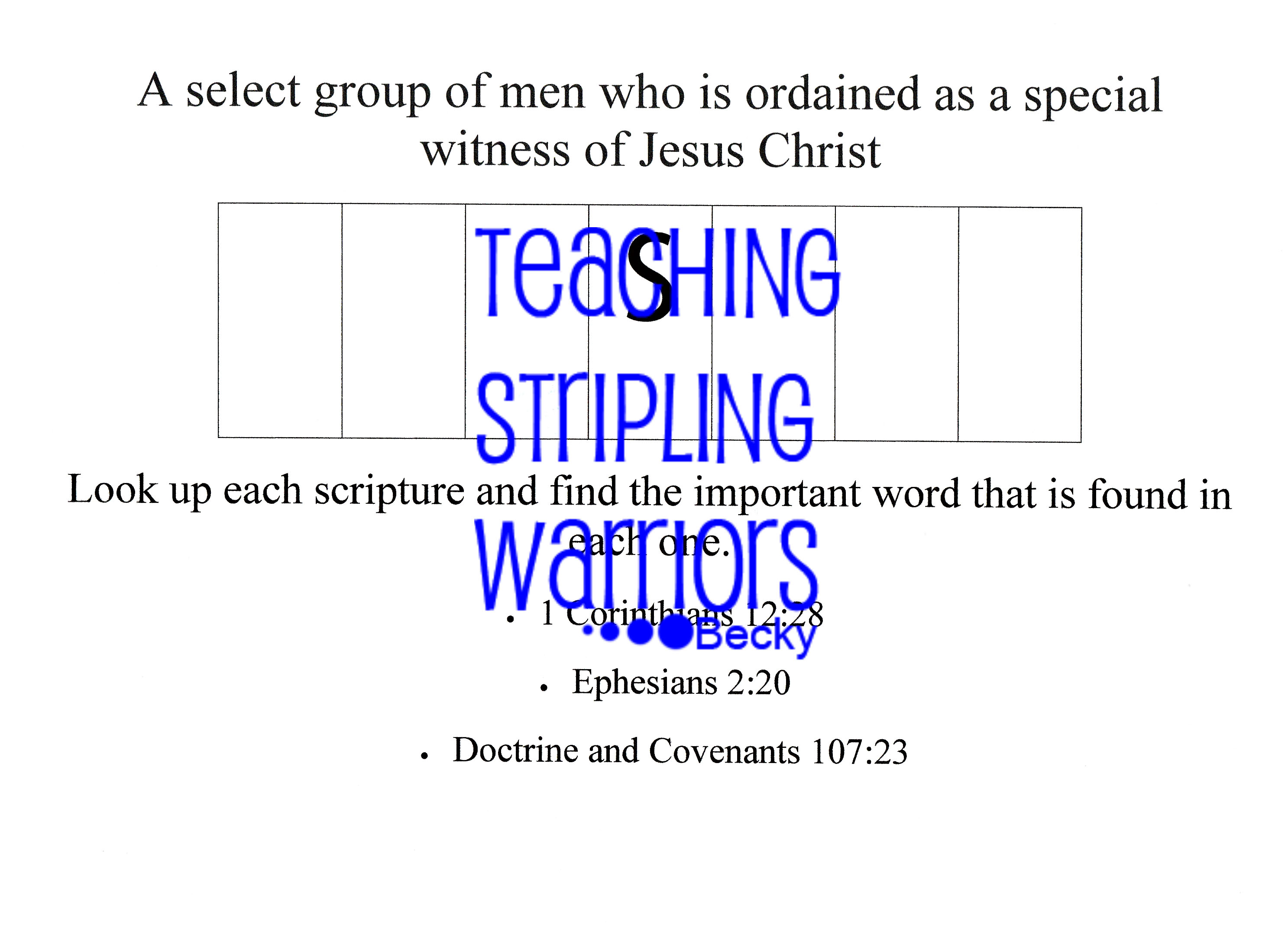 Lesson 9: Jesus Christ Calls His Apostles - Teaching Stripling Warriors